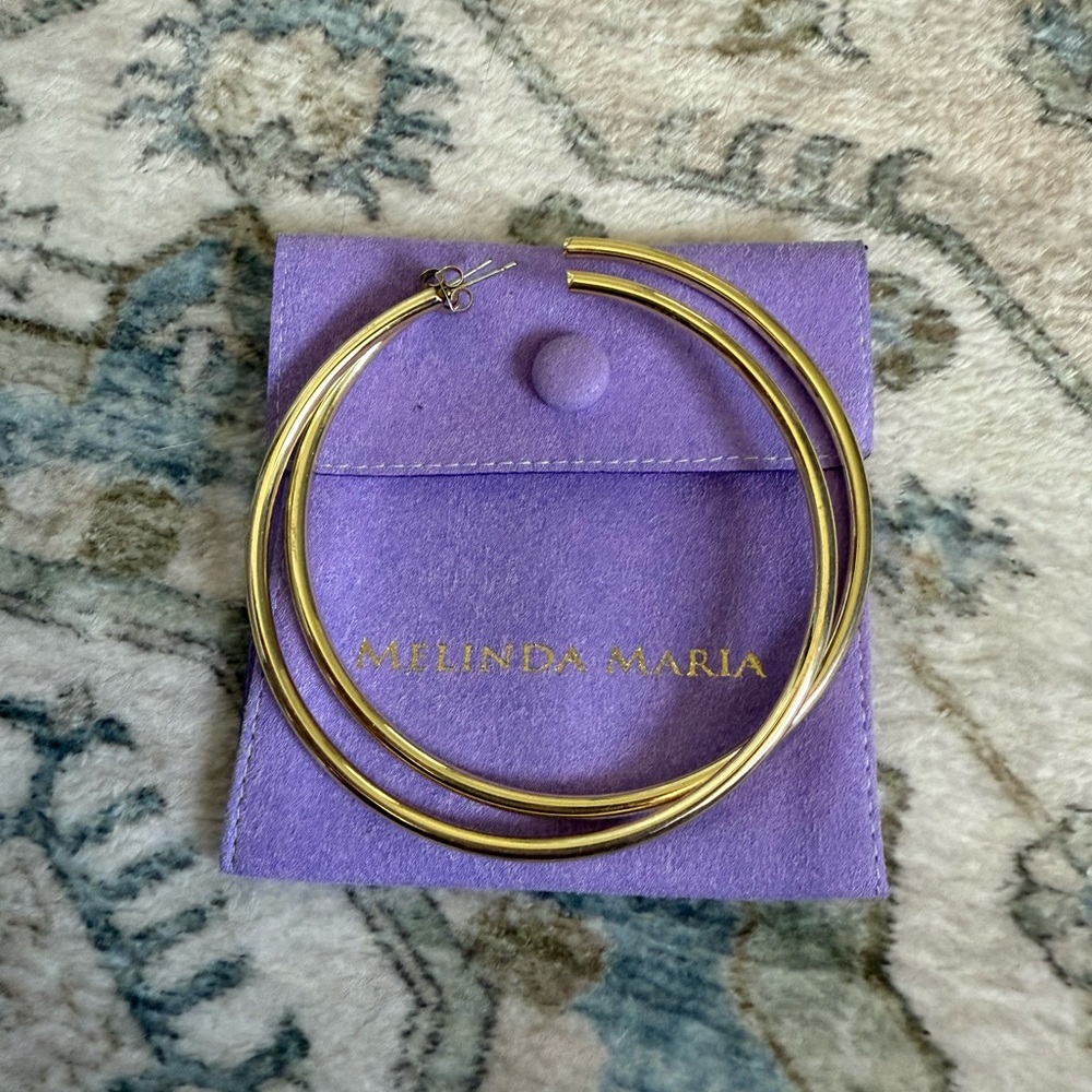 Melinda Maria classic gold statement hoops 3”